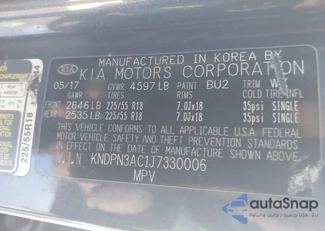 2018 Kia Sportage Ex из США, поврежденный, VIN KNDPN3AC1J7330006